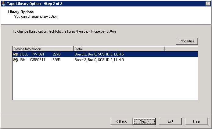 Device Manager. To change library setttings, select a device from the list and click Properties.