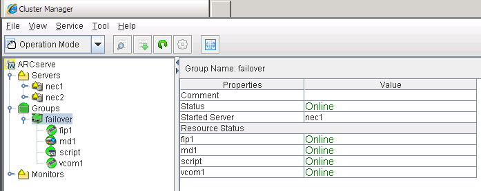 NEC Cluster Screen