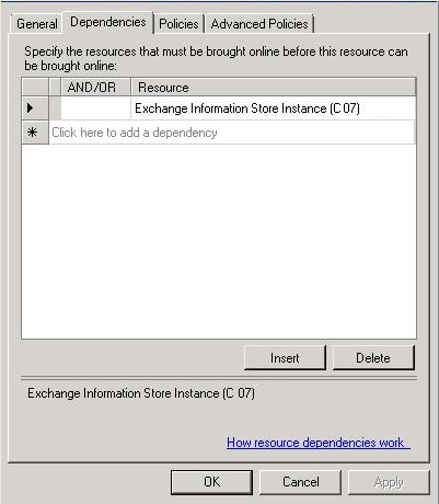 Exchange Agent Notifier Dependencies tab