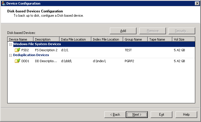 Device Configuration - Deduplication Device Configuration - Specify Index File Location.