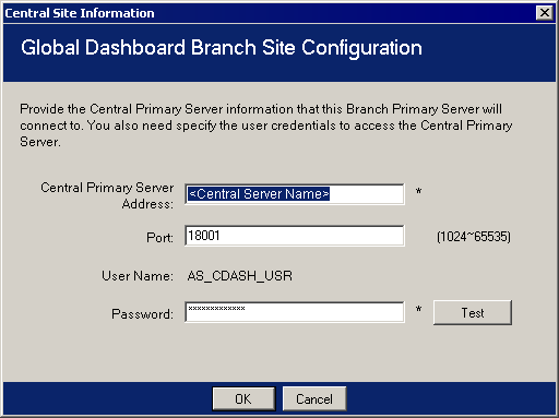 Modify Central Site Connection