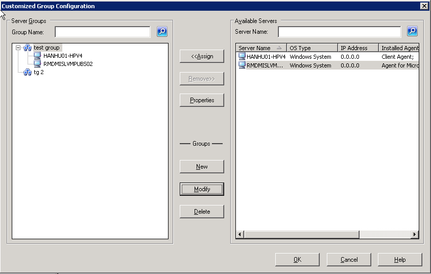 Customized Group Configuration Dialog