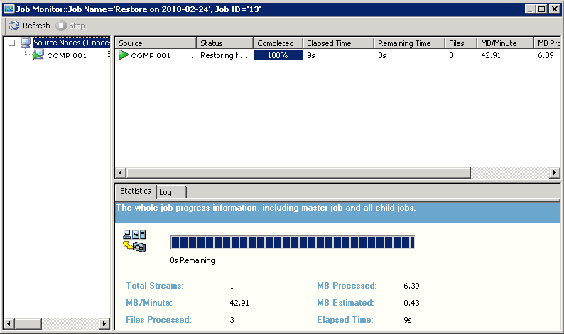 Illustration showing the Job Status dialog