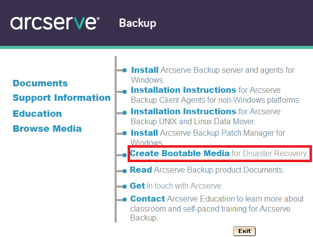 Create Book Kit Wizard - CA ARCServe Backup Installation Media