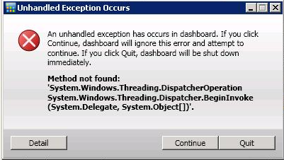 Unhandled Exception Alert