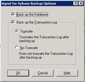 Agent for Sybase Backup Options