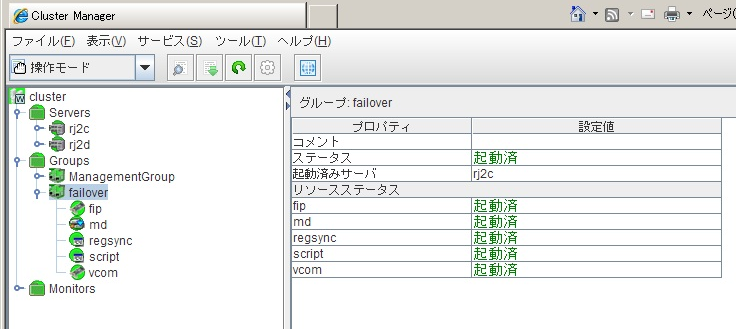 NEC クラスタ画面