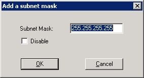 “添加子网掩码”对话框。