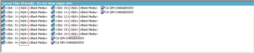 Device Manager window. The media description field displays <N/A> becuase media does not contain a serial number or bar code.