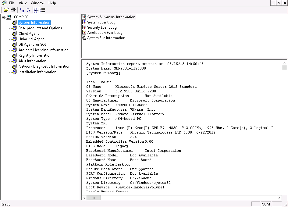 ARCserve Diagnostic Report Manager Console.