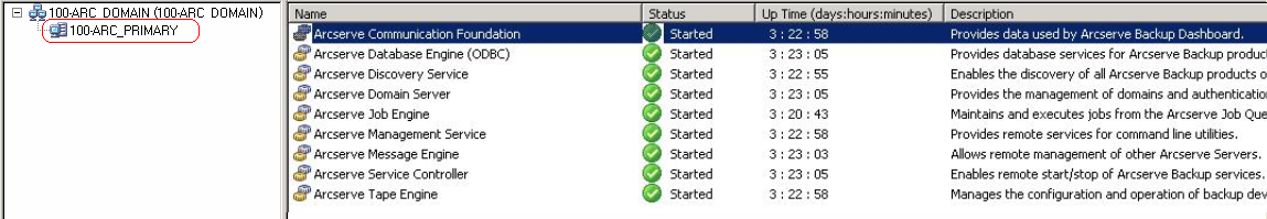 Illustration - Server Admin Manager. CA ARCserve Tape Engine is highlighted.