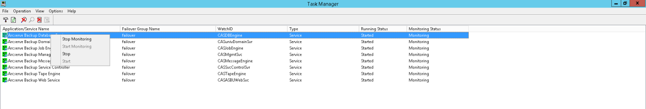 NEC Task Manager: Stop Monitoring option.