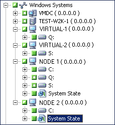 Windows Systems object: Expanded to display the System State.