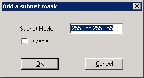 Add a subnet mask dialog.