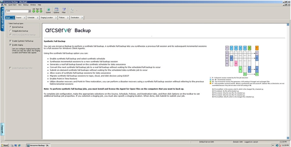 Backup Manager Start Tab_Normal Backup with SFB