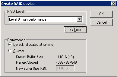 Create RAID device dialog.