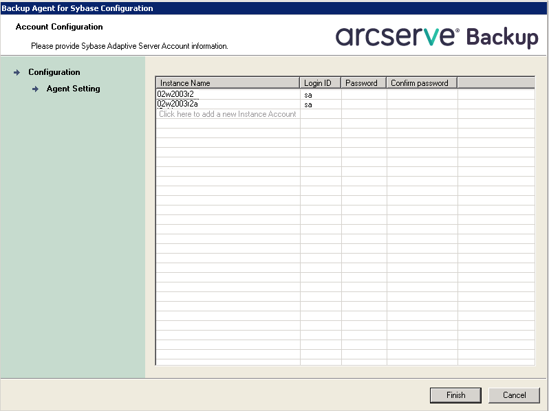 Configure the Agent for Sybase to support multiple Sybase instances.