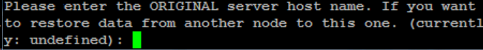 Specify the host name of the node where you backed up data in sapsetup.