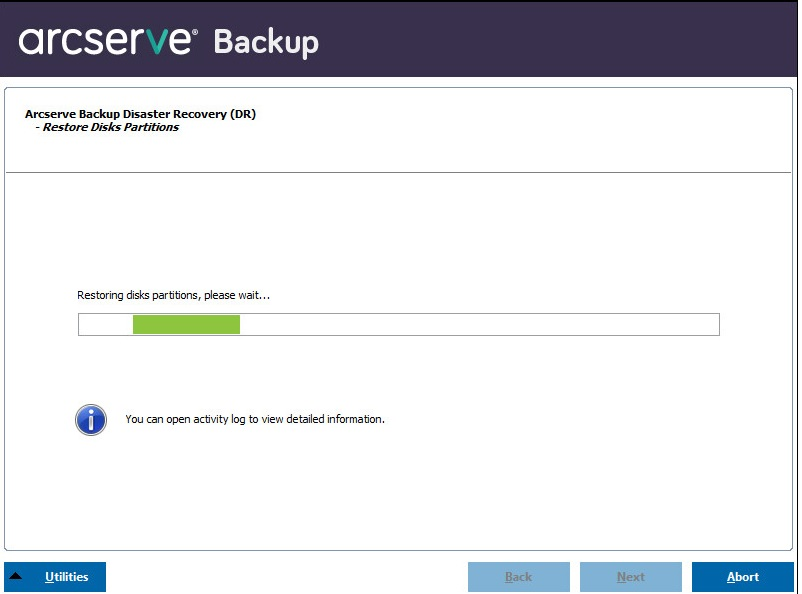 Windows PE Disaster Recovery - Restore Disk Partitions screen.