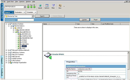 Media information in the Restore Media