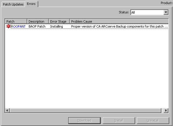 GUI - Errors tab