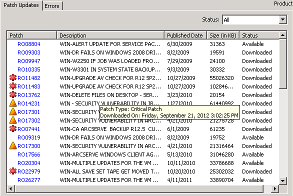 Patch Updates Pane