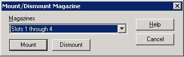 Mount/Dismount dialog. Slots 0 through 4 is specified.