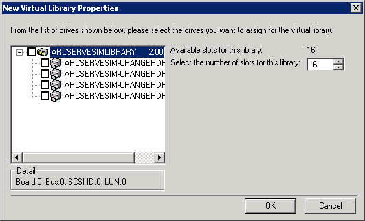 New Virtual Libraries Properties dialog. Devices appear in the available devices list.
