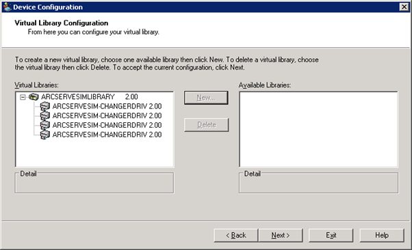 Device Configuration.  Virtual Library Configuration dialog. The available libraries display in the Virtual Libraries field.