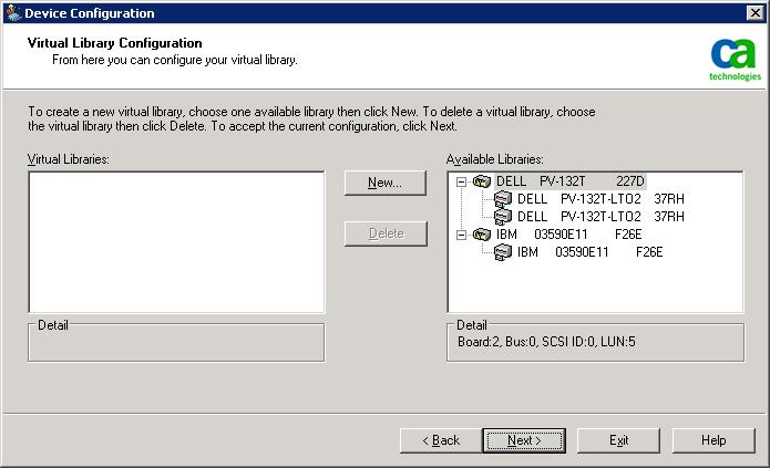 Device Configuration - Virtual Library Configuration dialog.