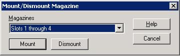 Cuadro de diálogo Montar/Desmontar. Se especifican las ranuras 0 a 4.