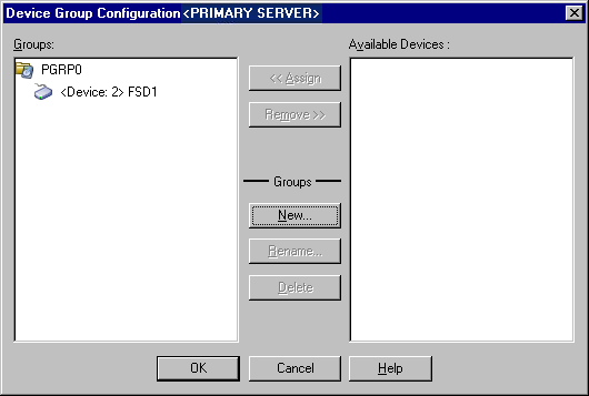 Configuración del grupo de dispositivos en un entorno SAN