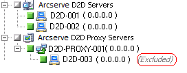La opción Excluir se aplica a un nodo de origen de ARCserve D2D.