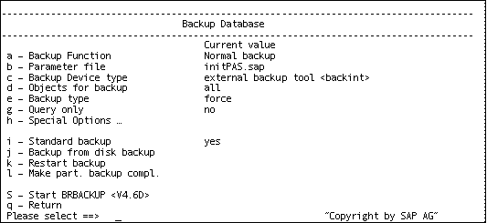 base de datos de copia de seguridad en línea