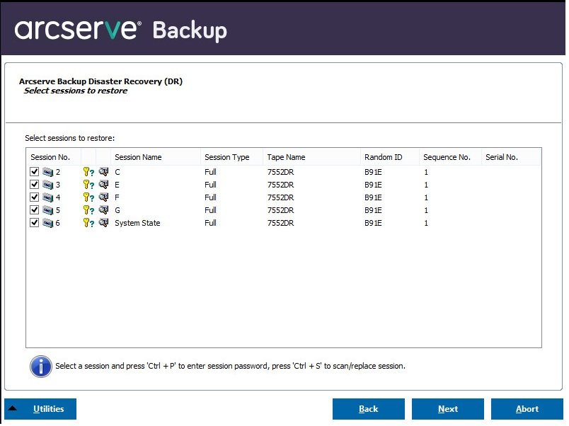 Récupération après sinistre Windows PE : fenêtre Restaurer les partitions de disques.