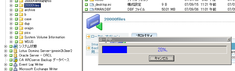 メッセージ ボックス - データを取得中 - パーセント
