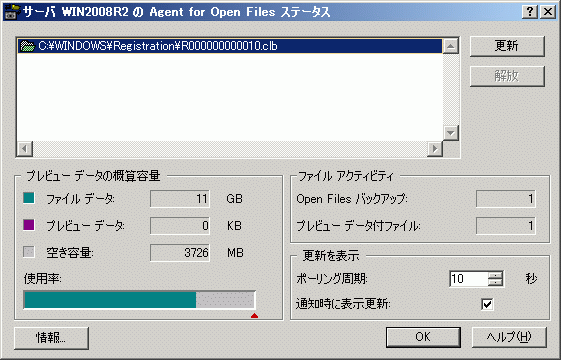 Windowsサーバでの BAOF ステータス