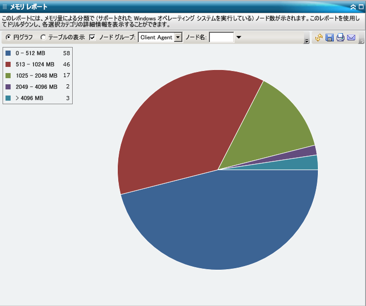 メモリ レポート - サマリ円グラフ