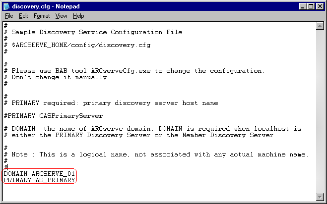 Discovery Configuration File - discovery.cfg