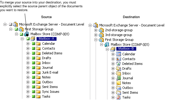 Explicit selection for restore
