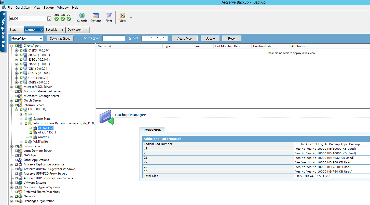 Backup Manager Tree View