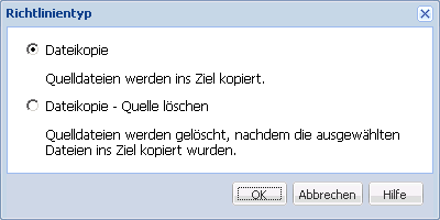 Dateikopie hinzufügen - Richtlinientyp
