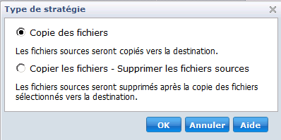 Ajout de type de stratégie de copie des fichiers