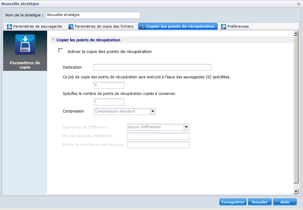 Copie des points de récupération