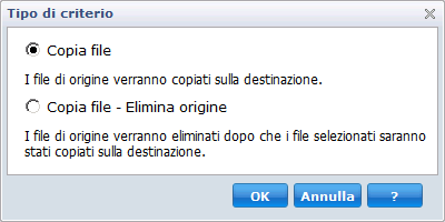 Aggiunta di un tipo di criterio di copia dei file