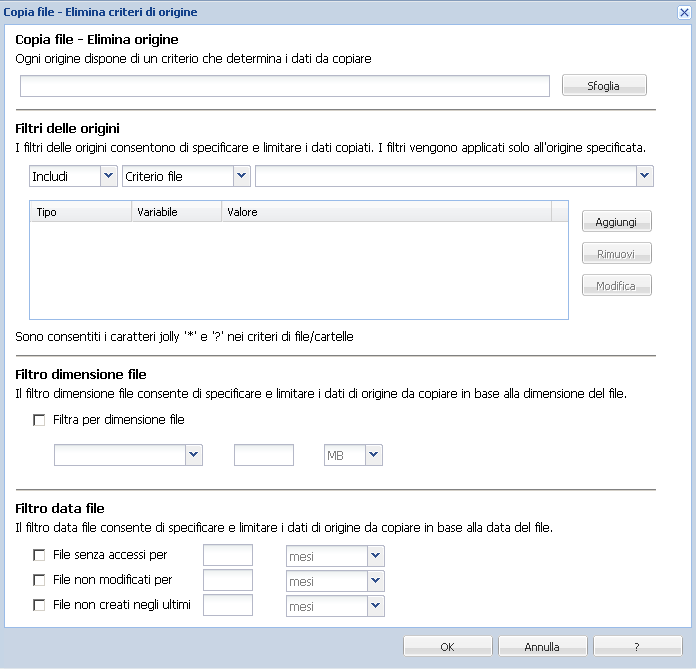 Aggiunta di Copia file - Elimina origine