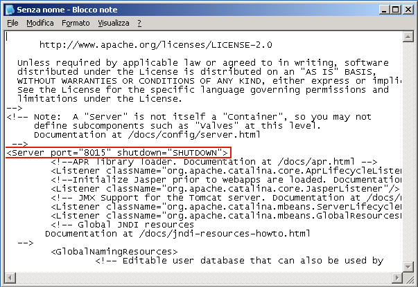 File Server.xml. Il campo da modificare viene evidenziato.