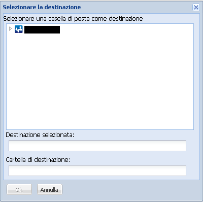 Selezionare la finestra di dialogo Destinazione.