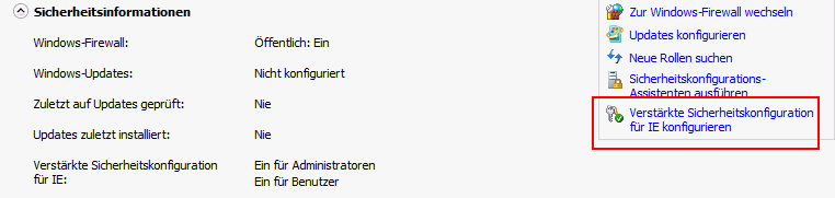 Sicherheitsinformationen für Windows Server 2008