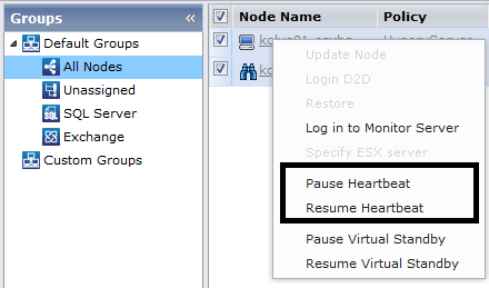Pause and resume heartbeat using the context menu.
